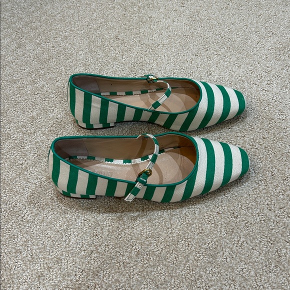 Boden Penelope Mary Jane Flat Rich Emerald Stripe 38/7 - Picture 6 of 13